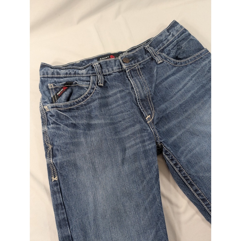 Ariat FR M4 Low Rise Straight Jeans 34x30 Blue Medium Blue Wash Work Denim